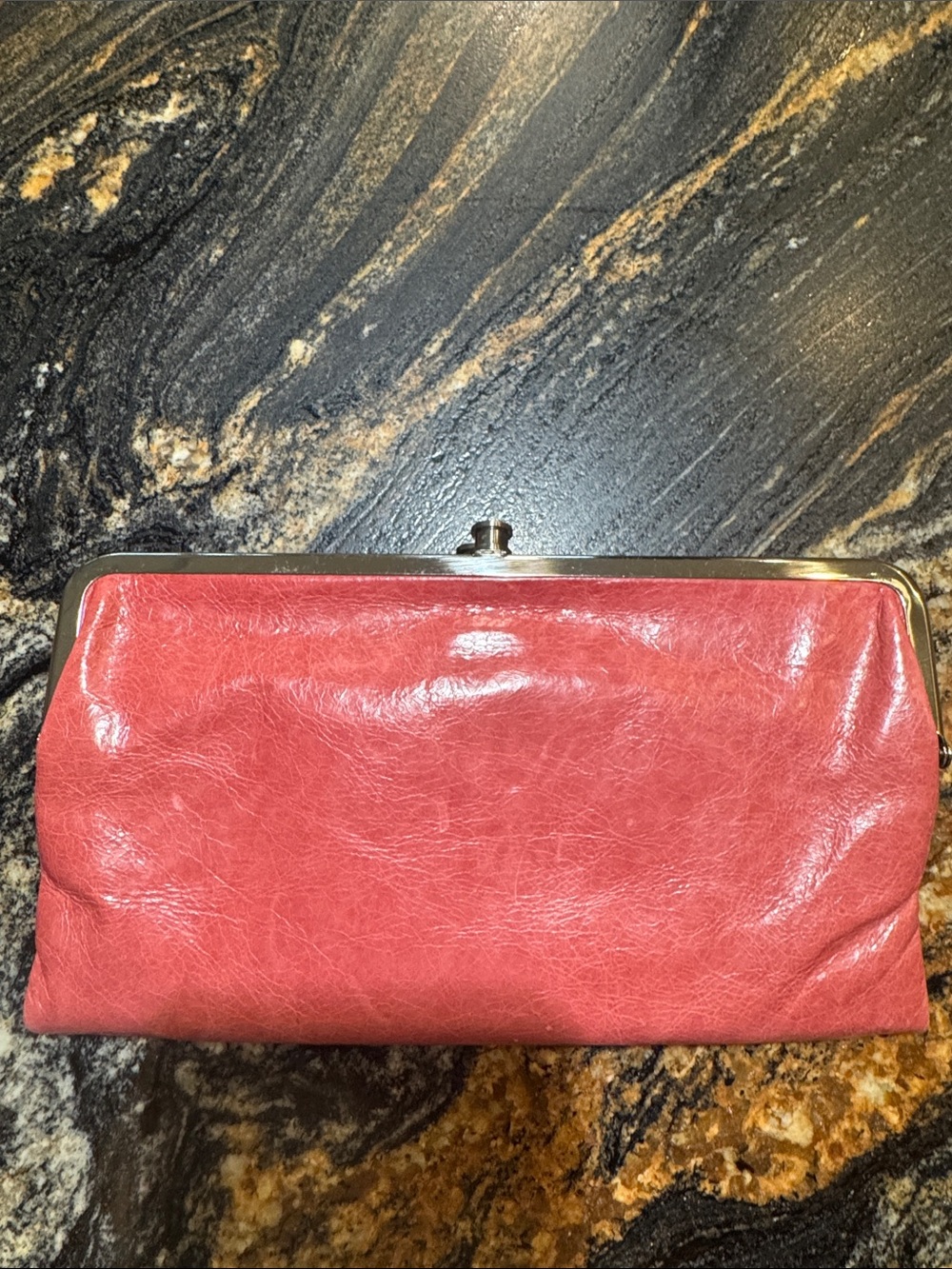 HOBO Coral Kiss-Lock Leather Clutch